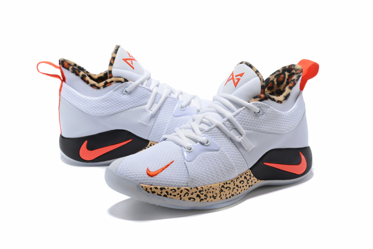 2018 Men Nike PG 2 Cheetah Print White Yellow Orange Shoes